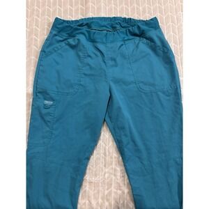 Cherokee Workwear Revolution Scrub Pants Tall L Teal Blue Straight Leg WW110T